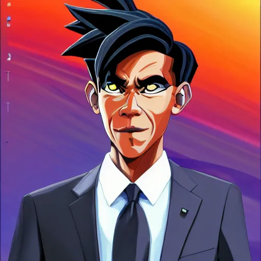 Prompt: full body elegant portrait of a chimera fusion of son goku and barack obama, gta art, gta cover art, realistic art, unreal engine 5 art, d & d design