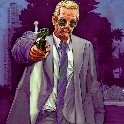 Image similar to highly detailed old man gta vice city art,, fantasy art by stephen bliss