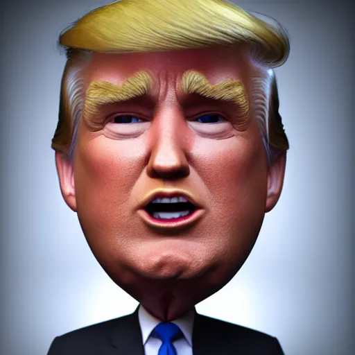 Prompt: 3 d render of donald trump, character design by pixar, hyperrealistic, octane render, dynamic lighting, cgsociety