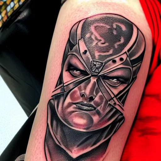 Image similar to a tattoo of ethan van sciver's face