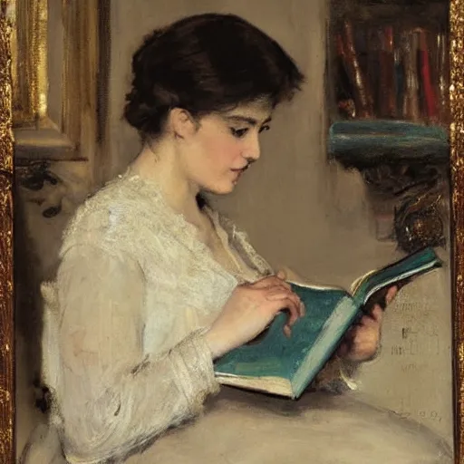 Image similar to woman reading by alfred stevens