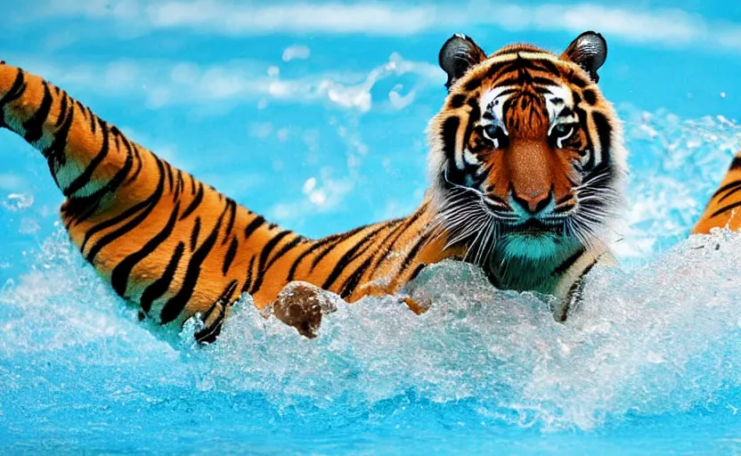 Image similar to a tiger swimming in the olympic games