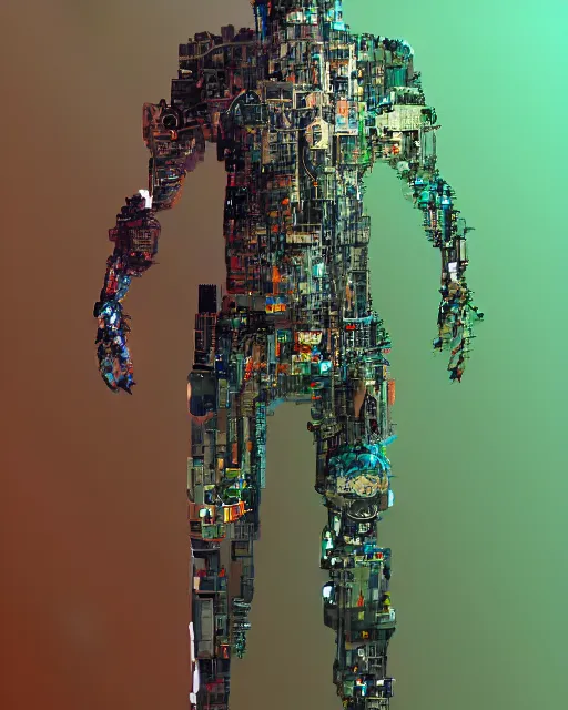 Prompt: a glitch art full body character portrait of cyborg wizard trending on artstation deviantart pinterest detailed realistic hd 8 k high resolution