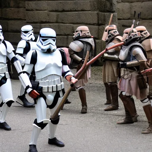 Image similar to roman soldiers in battle with stormtroopers