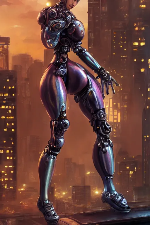 Image similar to wow! 3 / 4 stunning photorealistic portrait of samus aran in a kowloon cyberpunk cityscape, biomechanical bodysuit, oppai proportions, acid rain, dark fantasy by artgerm and clay mann and sorayama and alphonse mucha, very realistic, hyperdetailed, trending on artstation, octane render