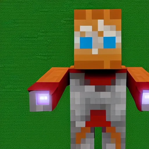 Image similar to iron man in Minecraft