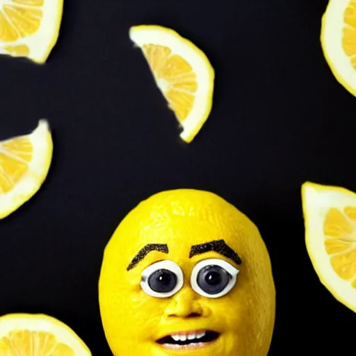 Image similar to a lemon in the shape of Dwayne Johnsons head