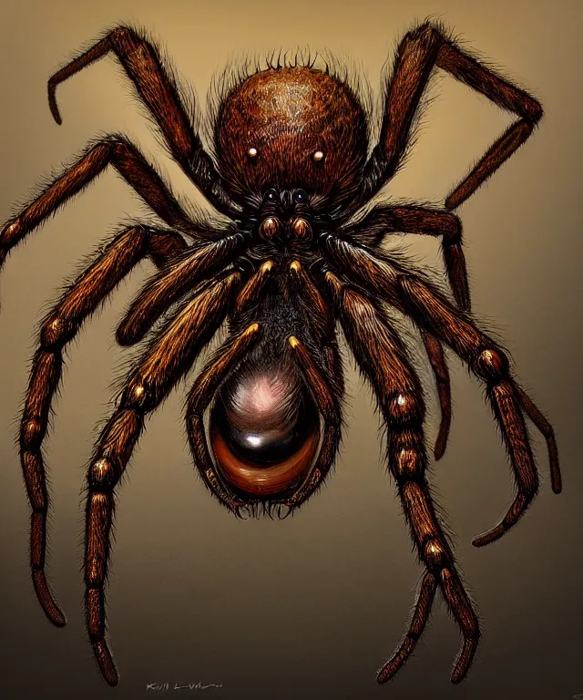 Image similar to a full body portrait, wide angle view of a spider with a carapace and an elongated neck and head, lovecraftian horror!, surrealism, fantasy, intricate, elegant, highly detailed, digital painting, artstation, concept art, matte, sharp focus, illustration, art by keith thompson and christopher lane