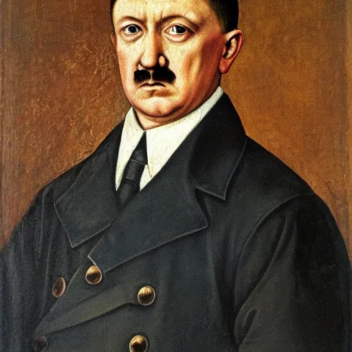 Image similar to a renaissance style portrait painting of Adolf Hitler