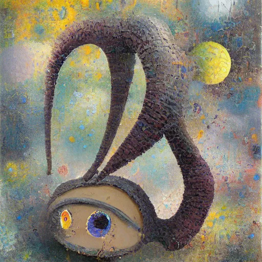 Image similar to a detailed impasto painting by shaun tan and david wiesner of an abstract forgotten sculpture by the caretaker and ivan seal