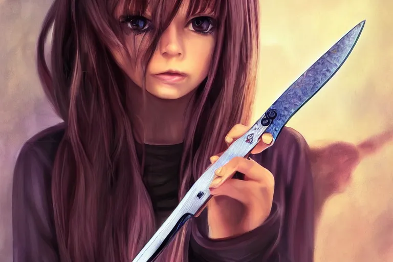 cute girl with knife