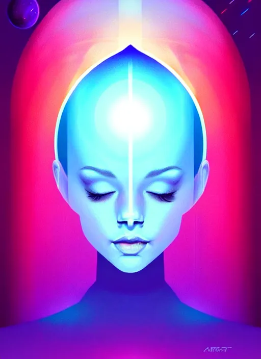 Image similar to symmetry!! poster of space concepts, minimal elegant, colorful, artstation, concept art, smooth, cosmic, soft light, illustration, art by artgerm