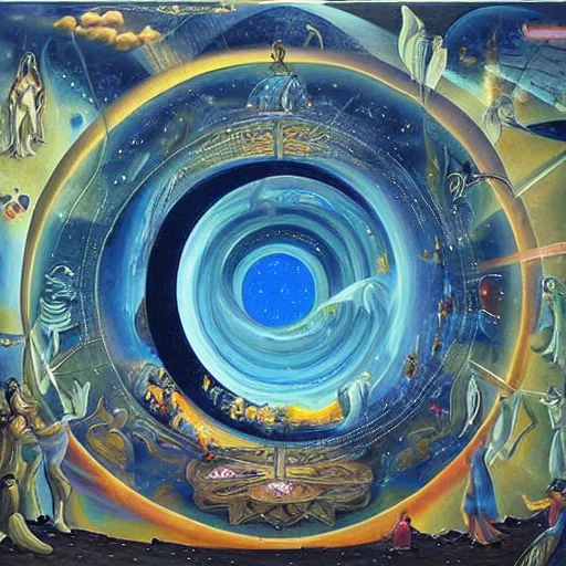 Image similar to highly detailed painting of atlantis opening a portal to another dimension,