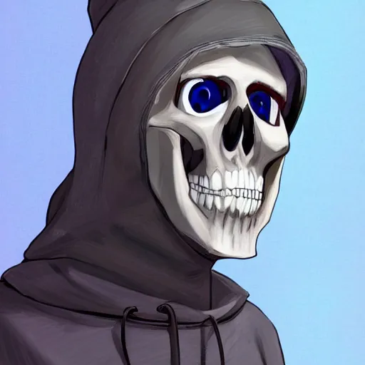Prompt: gigachad skeleton wearing a hoodie, gigachad sans from undertale, highly detailed, sharp focus, digital painting, artwork by Kinkade