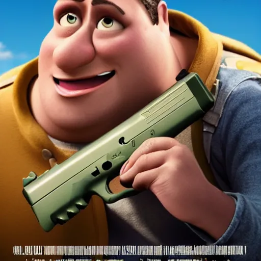 Image similar to Glock 19 movie poster, made by Pixar studios