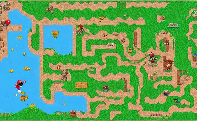 Prompt: real life super mario world map, realistic, photorealistic, scan, photo