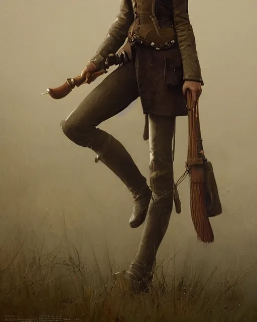 Image similar to hyper realistic photo of victorian hunter girl full body, cinematic, artstation, cgsociety, greg rutkowski, james gurney, mignola, craig mullins, jean baptiste monge, brom