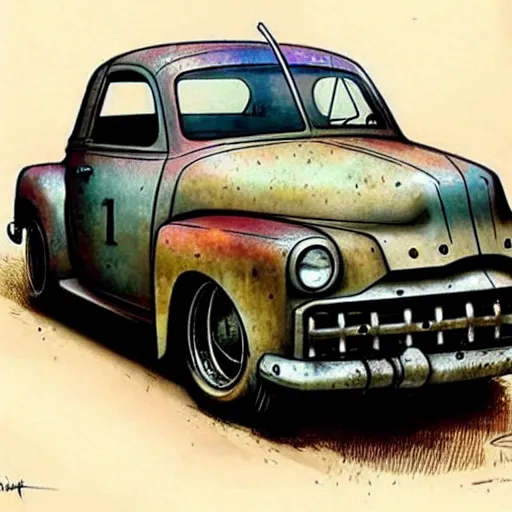 Image similar to (((((1950s ratrod . muted colors.))))) by Jean-Baptiste Monge !!!!!!!!!!!!!!!!!!!!!!!!!!!