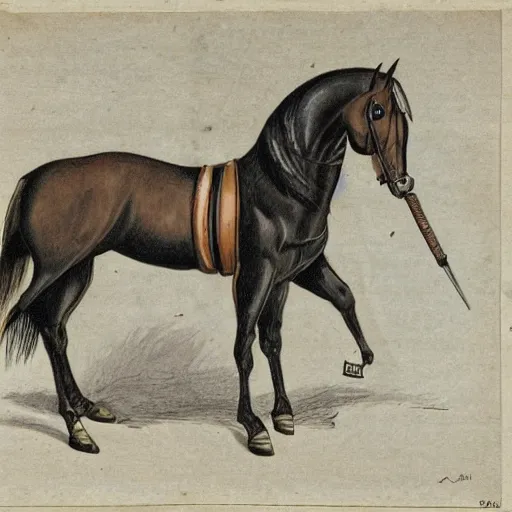 Image similar to an antropomorphic horse wearing a suit smoking a cigar