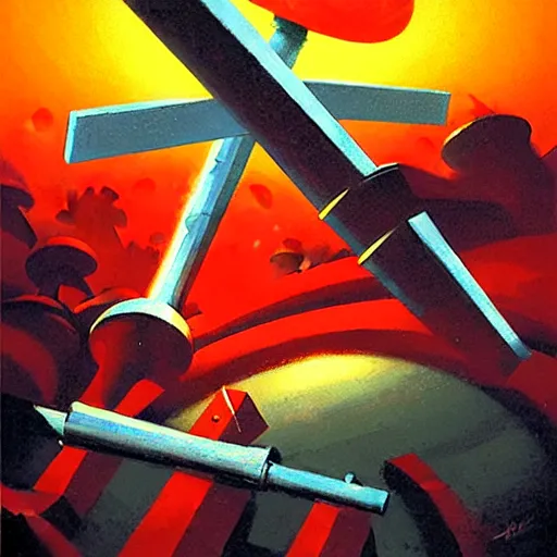 Image similar to hammer and sickle by paul lehr