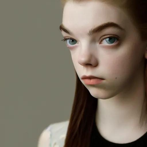 Image similar to a masterpiece portrait photo of a beautiful young woman who looks like a manic pixie dream girl anya taylor joy, symmetrical face