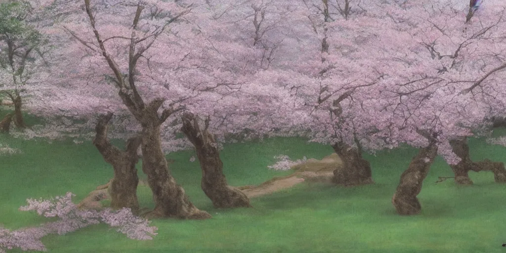 Image similar to cherry blossoms artwork by eugene von guerard