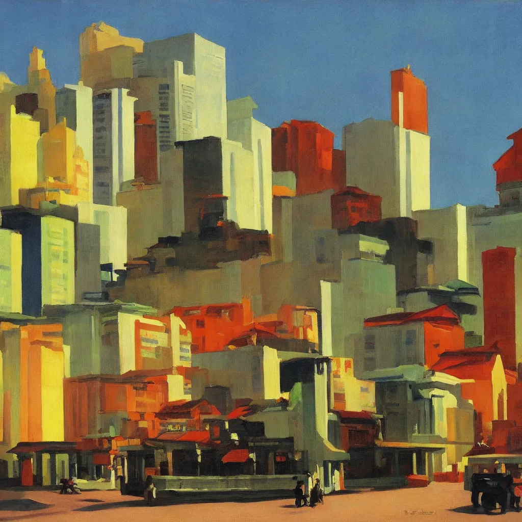 Image similar to singapore - painted by edward hopper