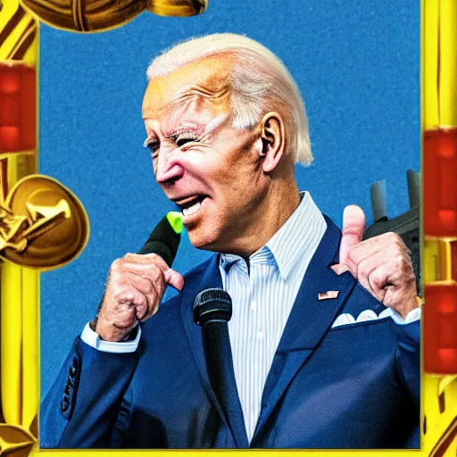 Image similar to joe biden as a clash royal e card.