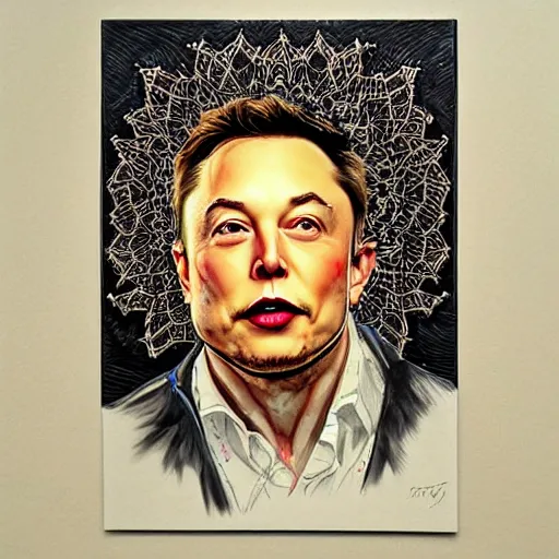 Prompt: Fractal intricate painting of Elon Musk