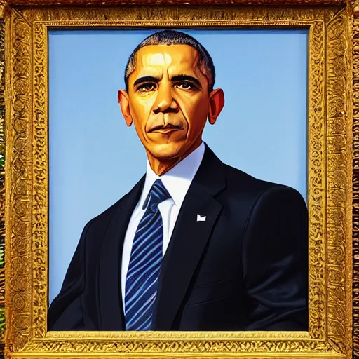 Image similar to “Kehinde Wiley portrait of Obama”