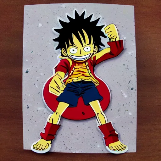 Image similar to die cut sticker, luffy gear 5, splatter paint