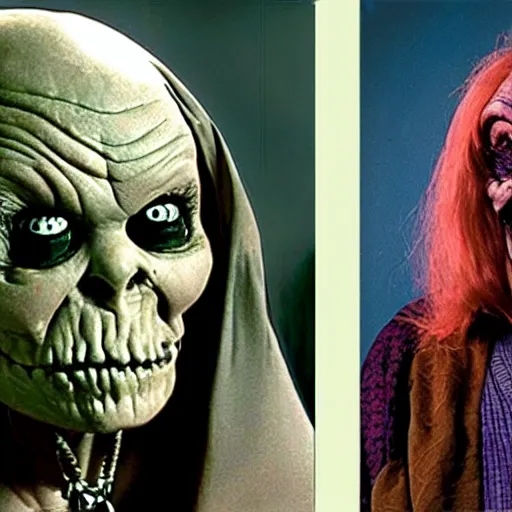 Prompt: roseanne barr as the crypt keeper, tales from the crypt