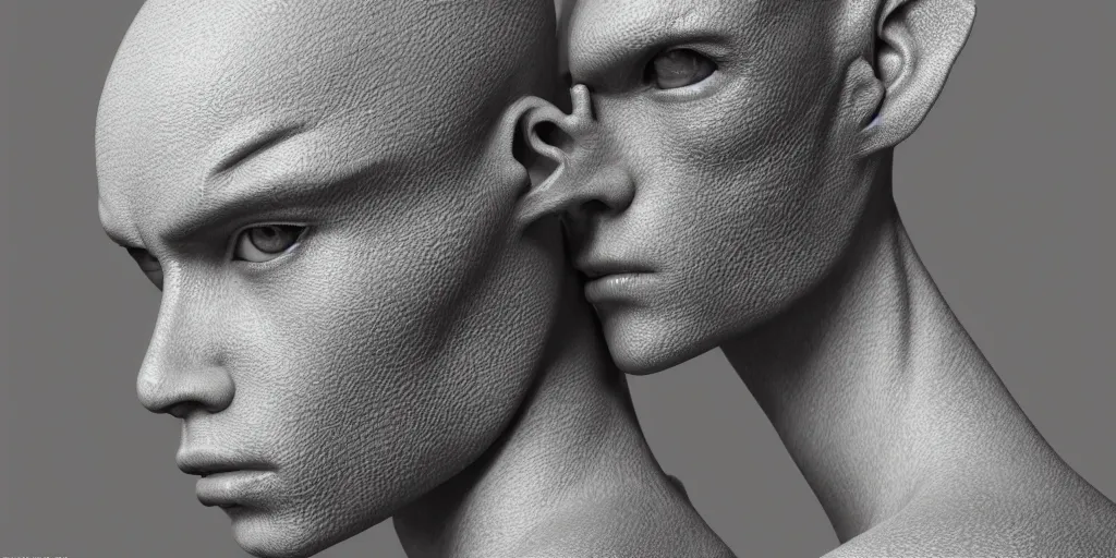 Image similar to hyper realistic photography of a stunningly beautiful cyborg male, intimately holding close, in the style of beth cavener, jin kagetsu,, and wlop, highly detailed, intricate filigree, symmetry, masterpiece, award winning, sharp focus, concept art, highkey lighting, ambient lighting, octane render, 8 k, artstation
