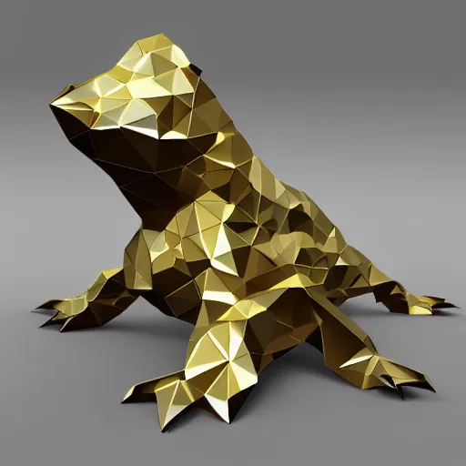 Image similar to a metallic crystal creature, 4K HD, low poly