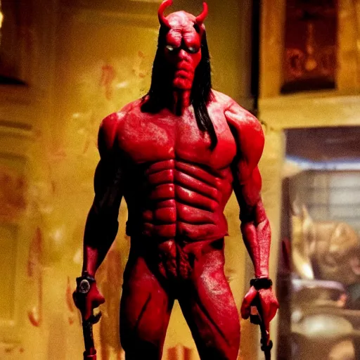 Image similar to twizzlers!!!! hellboy, movie still, high detail