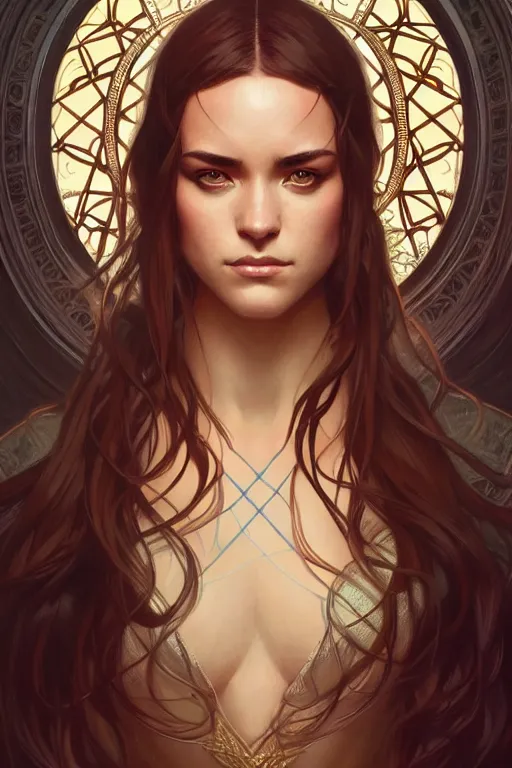 Image similar to symmetry!! intense fanart of alizee as acotar protagonist, intricate, elegant, highly detailed, my rendition, digital painting, artstation, concept art, smooth, sharp focus, illustration, art by artgerm and greg rutkowski and alphonse mucha