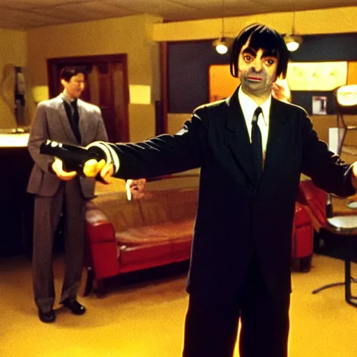 Image similar to mr. bean in pulp fiction, club photography