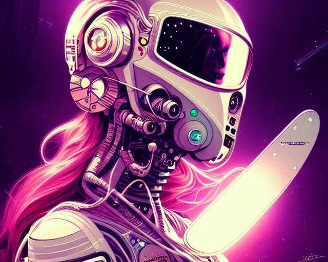 Image similar to psychoslayer, woman astronaut, intricate abstract. cyberpunk, being entered by machine, portrait, highly detailed, deep focus, elegant, digital painting, smooth, sharp focus, illustration, ultra realistic, 8 k, art by artgerm and alphonse mucha