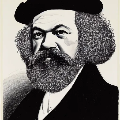 Image similar to portrait of karl marx by david hockney