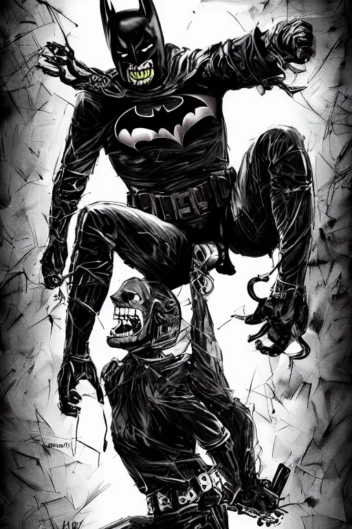 Image similar to the batman who laughs, comic strip style, dynamic lighting, fantasy concept art, trending on art station, stunning visuals, creative, cinematic, portrait, ultra detailed