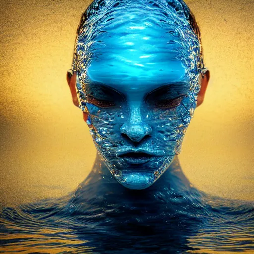 Image similar to a water artwork manipulation in the shape of a human head, on the ocean water, cinematic, in the style of johnson tsang, long shot, hyper detailed, hyper realistic, ray tracing, 8 k resolution, sharp focus, realistic water, award winning
