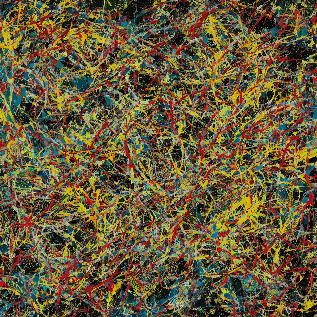 Prompt: a Jackson Pollock painting rendered in 3d, 8k Octane render