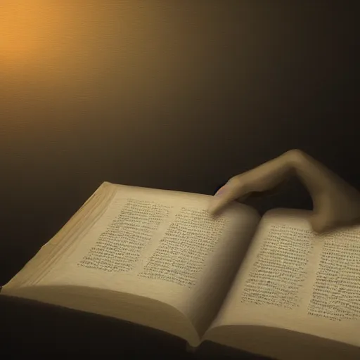 Prompt: light falling on a mythical book in dark background, artstation