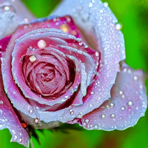 Image similar to dew on a rose, macro, highly detailed, photo