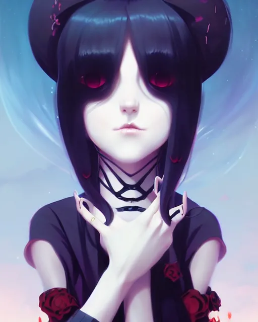 Prompt: portrait of cute goth girl, anime key visual, by peter mohrbacher and ilya kuvshinov and wlop and makoto shinkai