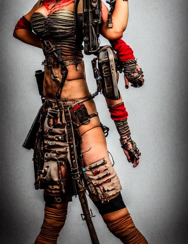 Image similar to full length photograph of a real - life very beautiful atompunk warrior. extremely detailed. dslr. 8 5 mm.