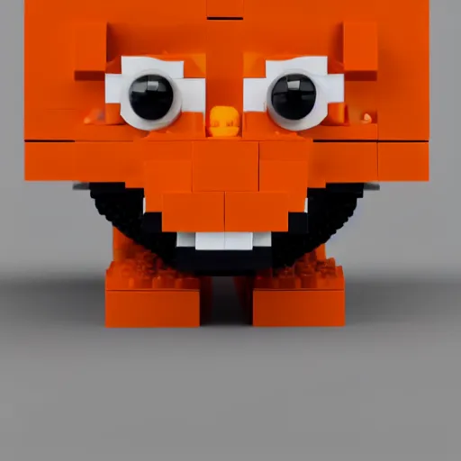 Prompt: 3 d render of a lego mini build of a smiling orange scratch cat from scratch. mit. edu