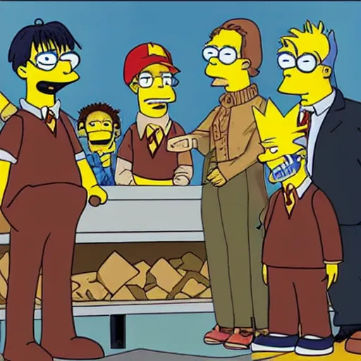 Prompt: harry potter visits the simpsons