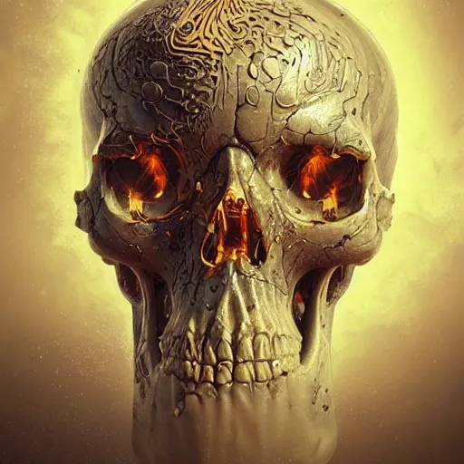 Image similar to portrait_of_a_melting_skull._intricate_abstract._intricate_artwork._by_Tooth_Wu_wlop_beeple_dan_mumford._octane_render_trending_on_artstat