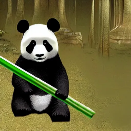 Prompt: jedi knight that is a panda